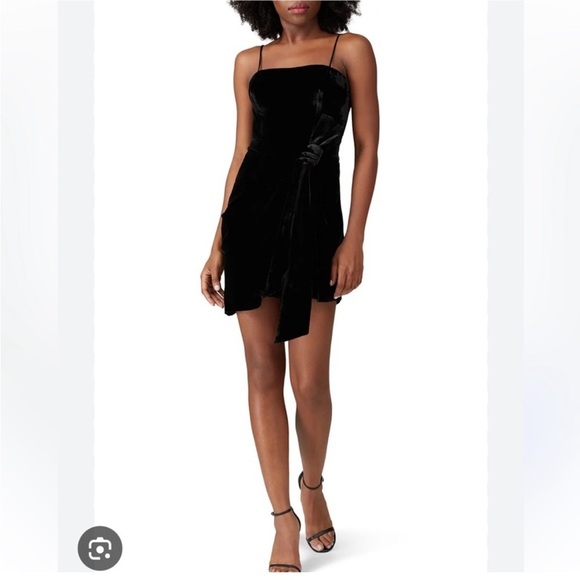 NWT Cinq a Sept Kiki Black Velvet Bow Mini Dress - Picture 2 of 12